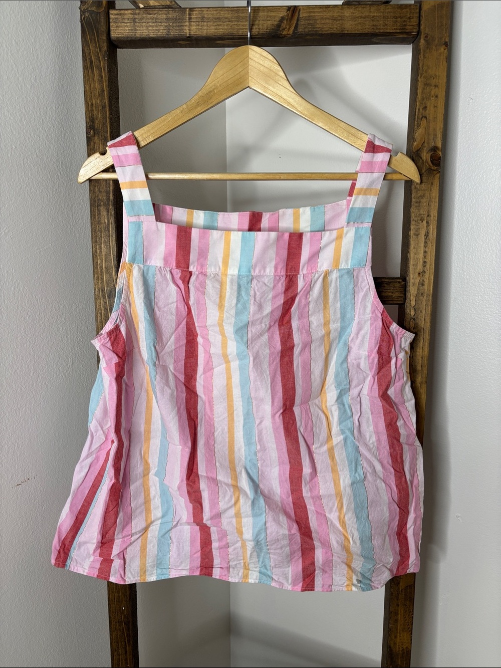 Talbots Pink Multi-Striped Sleeveless Tank Top Size L